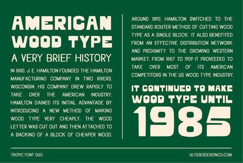 Tropic Sans Font Duo american wood type