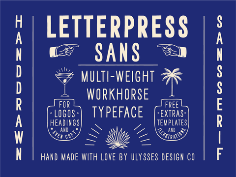 Letterpress Sans Unique Font, handdrawn sans serif