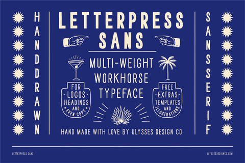 letterpress Sans Font multi-weight typeface