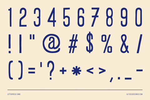 Letterpress Sans Fonts, Numbers and Special Characters