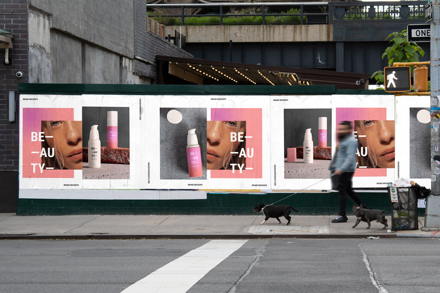 NYC Wheat Paste Up Poster Wall PSD Mockup