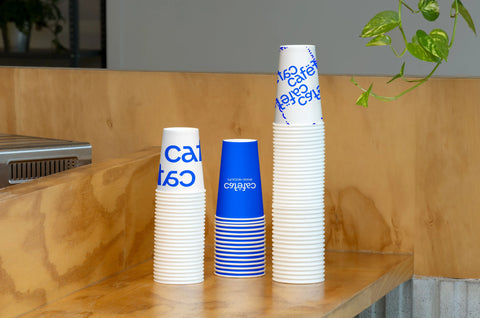 Takeout Coffee Cups stacked PSD MOckup