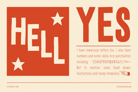 Letterpress Sans Headline, lowercase, numbers and punctuation