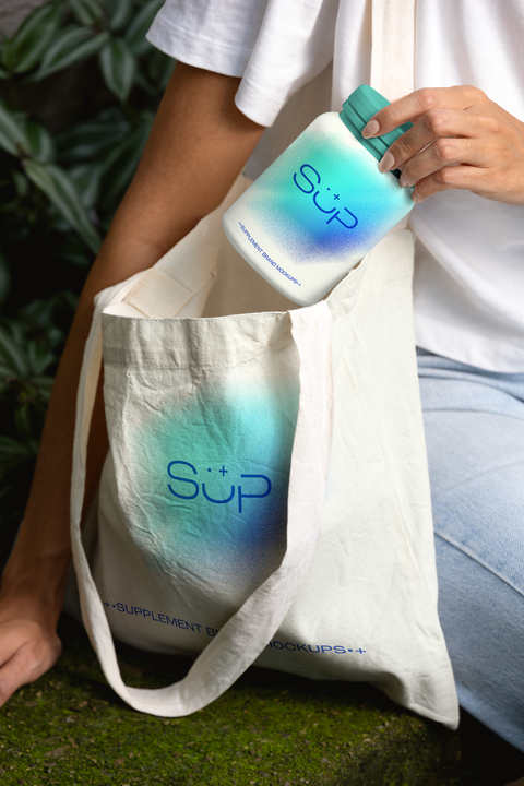 Tote Bag, and supplement packaging Mockup Download