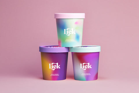 Ice Cream Tub Packaging PSD Mockup 3 Stacked tubs Seamless Packground